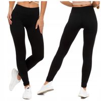 CZARNE LEGGINSY DAMSKIE KLASYCZNE Z WYSOKIM STANEM DŁUGIE KRYJĄCE L/XL