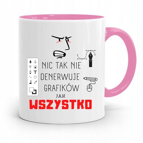 Kubek Różowy Dla Grafika Nic Tak Nie Denerwuje Z Nadrukiem Ze Zdjęciem na Arena.pl
