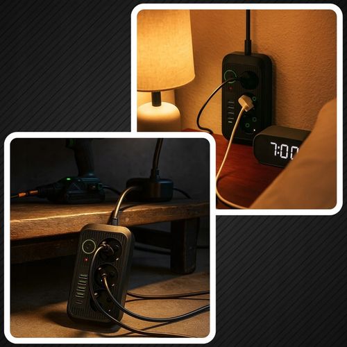 PRZEDŁUŻACZ LISTWA ZASILAJĄCA 1.8M 3 GNIAZDA 230V + 5X USB USB-C ŁADOWARKA na Arena.pl