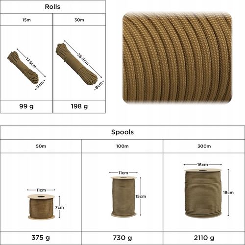 Linka EDCX 4mm Paracord 550 - (Coyote Brown, 50 m) na Arena.pl