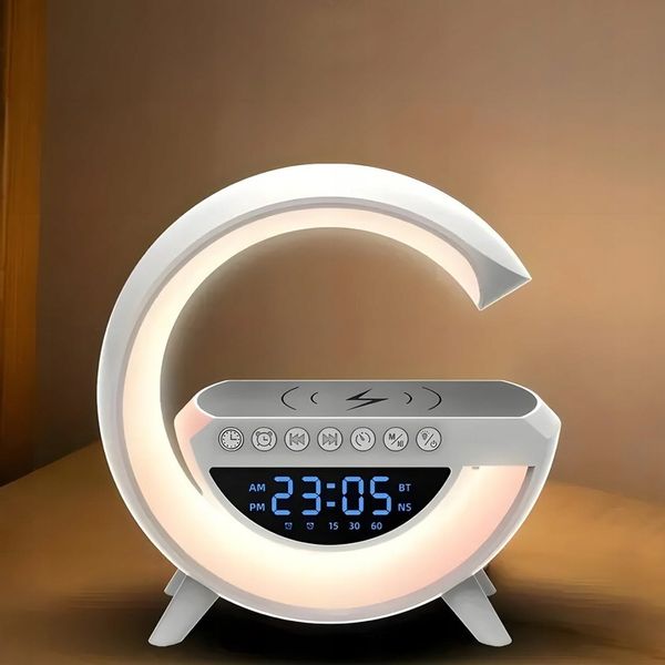 Lampka nocna biurkowa 6w1 | Zegar | Budzik | Radio | Ładowarka | Głośnik zdjęcie 5