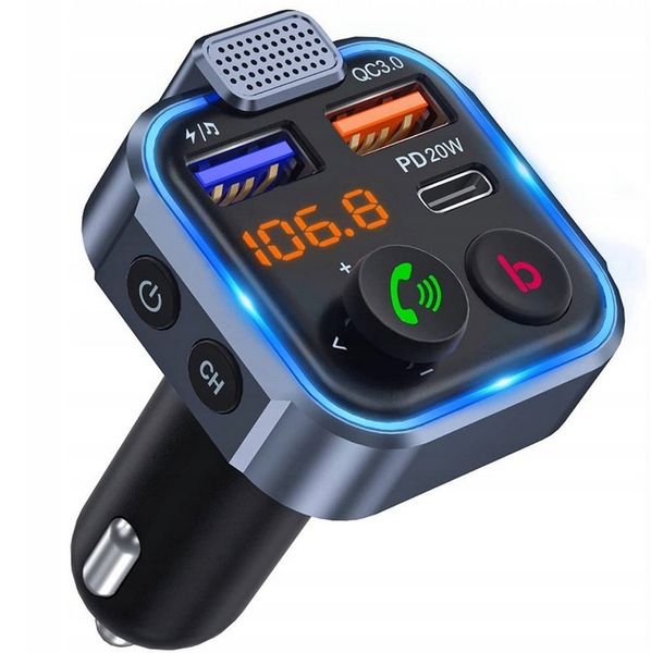 TRANSMITER FM SAMOCHODOWY BLUETOOTH ZESTAW GŁOŚNOMÓWIĄCY SZYBKA