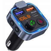TRANSMITER FM SAMOCHODOWY BLUETOOTH ZESTAW GŁOŚNOMÓWIĄCY SZYBKA ŁADOWARKA