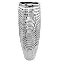 WAZON NA KWIATY SREBRNY DUŻY FLAKON CERAMICZNY DEKORACYJNY NOWOCZESNY 45cm