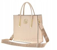 Laura Biaggi - elegancka torebka shopper groszek jasny beżowy mat MG354