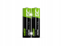 2X BATERIE AKUMULATORY R6/AA DUŻE PALUSZKI GREEN CELL 2600MAH LAMPY BŁYSK.