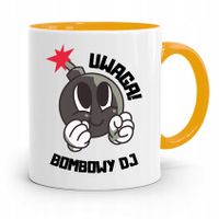 Dla Dja Muzyka Kubek Żółty Uwaga Bombowy Dj Z Nadrukiem Ze Zdjęciem