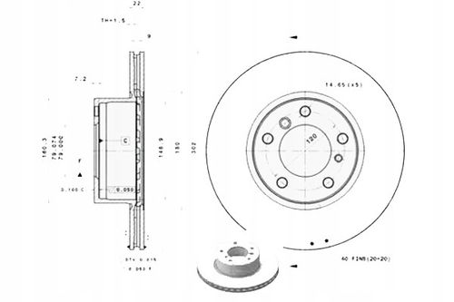 TARCZA HAM PRZOD 302X22 V BREMBO na Arena.pl