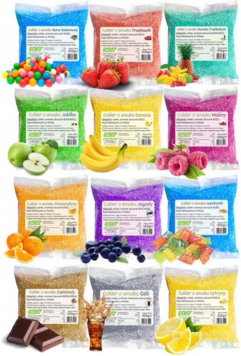 Cukier 12x 100g Kolorowy Do Waty w Saszetkach + Posypki Słomki na Arena.pl