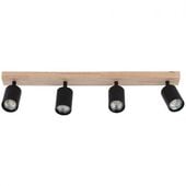 KINKIET LED GU10 DABI CZARNY RUCHOMY STAL DREWNO 4X35W