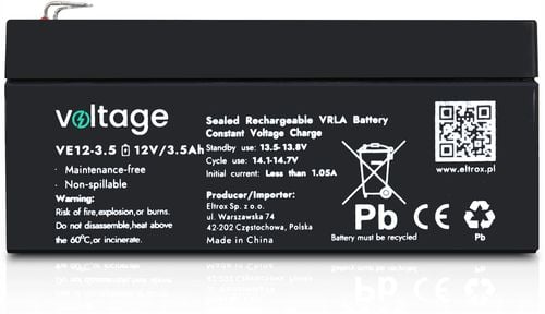 Akumulator AGM Voltage 12V 3,5Ah VE12-3.5 na Arena.pl