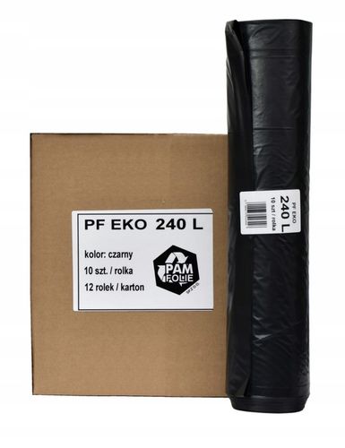 WORKI NA ŚMIECI 240L 100szt Uniwersalne Grube Mocne Czarne Pam Folie na Arena.pl