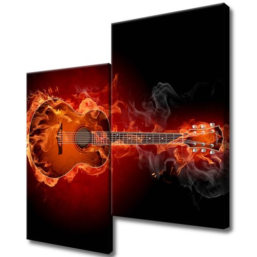 Obraz Drukowany 60X60 Płonąca Gitara Gitara W Ogn na Arena.pl