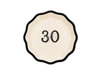 Talerzyki papierowe kremowe z czarnym brzegiem Hello 30, 6 szt.