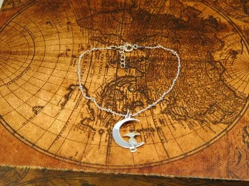 Kot kotek na księżycu srebrny komplet biżuterii kulkowy srebro 925 zdjęcie 10