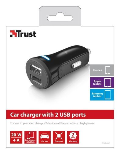 20W Ładowarka samochodowa 2xUSB - czarna na Arena.pl