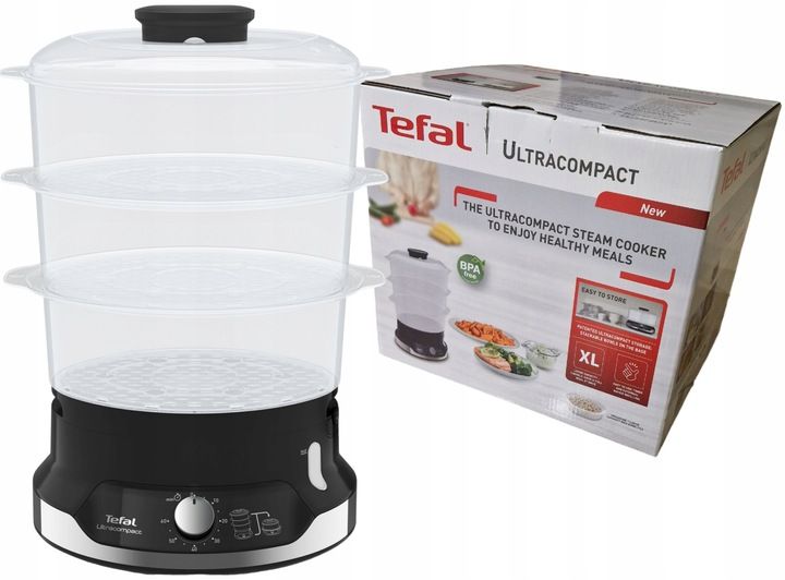 Parowar TEFAL UltraCompact VC2048 800W 9L 3 pojemniki Szybkowar zdjęcie 2