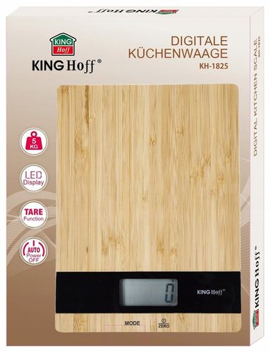 Bambusowa Elektroniczna waga kuchenna PRECYZYJNA 1g / 5kg cyfrowa KING Hoff na Arena.pl