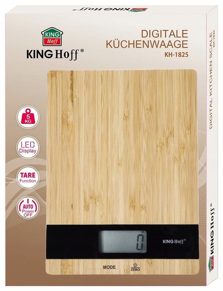 Bambusowa Elektroniczna waga kuchenna PRECYZYJNA 1g / 5kg cyfrowa KING Hoff zdjęcie 6