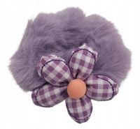 Gumka do włosów dziewczęca mocna elastyczna donut futerko kwiatek fioletowa