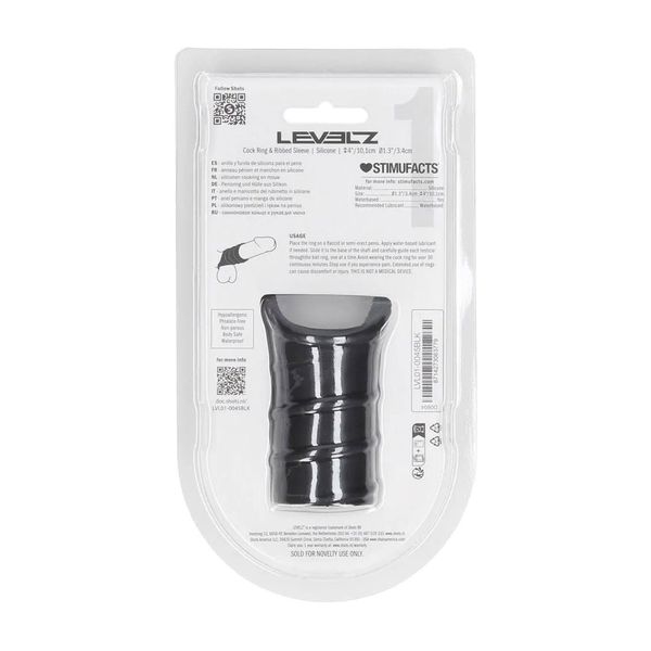 Silicone Cockring And Ribbed Sleeve - Black zdjęcie 3