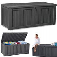 Skrzynia Ogrodowa Balkonowa 570L kETER Siedzisko Kufer Schowek Grafitowa