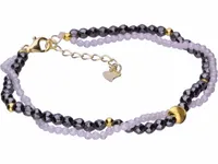 ELEGANCKA POZŁACANA SREBRNA BRANSOLETKA FASETOWANY KRYSZTAŁ KWARC TYTANOWY