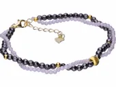 ELEGANCKA POZŁACANA SREBRNA BRANSOLETKA FASETOWANY KRYSZTAŁ KWARC TYTANOWY