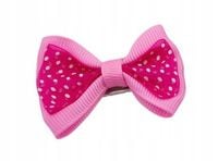 Dziewczęca spinka kokardka kropki wsuwka różowy i fuksja 4,5cm