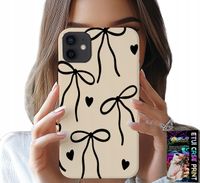 ETUI DO IPHONE 13 MINI - BEŻOWE KOKARDKI WSTĄŻKA MODNE WZORY
