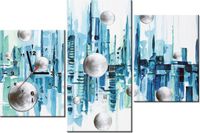 60CM 90 ZEGAR 3 ELEM MIASTO ZE SNU ŚCIENNY