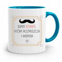 Kubek Błękitny Dzień Dziadka Super Dziadek Z Nadrukiem Ze Zdjęciem