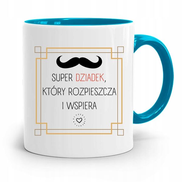 Kubek Błękitny Dzień Dziadka Super Dziadek Z Nadrukiem Ze Zdjęciem zdjęcie 1