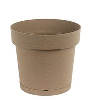 Doniczka plastikowa z podstawką 20 cm tworzywo sztuczne wood beżowy matowy