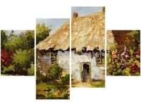 140CM 70 OBRAZ WIEJSKI DOMEK ŚCIENNY