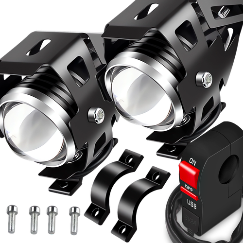 Halogeny LED Motocyklowe Lightbary Soczewka Lampa Halogen Czarne U5 3000LM na Arena.pl