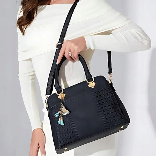 TOREBKA DAMSKA SKÓRZANA CZARNA ELEGANCKA TORBA SKÓRA EKOLOGICZNA MODNA na Arena.pl