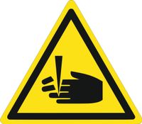 Znak Ostrzeżenie przed niebezpieczeństwem obcięcia palców grawerowana 10x10