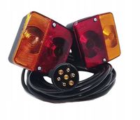 ZESTAW LAMP NA TYŁ PRZYCZEP ŚWIATŁA TYLNE WTYCZKA 7 PIN ŻARÓWKI PRZEWÓD 4M