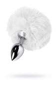 Silver Anal Plug Toyfa Metal With Faux Fur