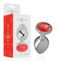 intense metalowy korek z czerwonym kryształem rozmiar m 8cm 3,3cm