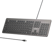 Unitek SlimTap Lekka klawiatura przewodowa biurowa, USB-A, szara