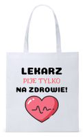 Dla Doktora Lekarza Torba Eco Biała Shopper Z Nadrukiem Ze Zdjęciem