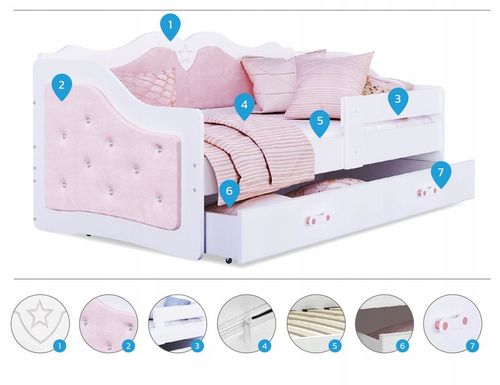 Łóżko tapicerowane 160x80 szuflada + materac LILI na Arena.pl