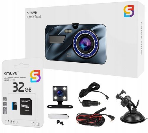 Wideorejestrator jazdy Przód Tył Kamera samochodowa Full HD + Karta pamięci na Arena.pl