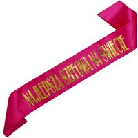 Najlepsza szefowa na świecie - różowa szarfa ze złotym nadrukiem