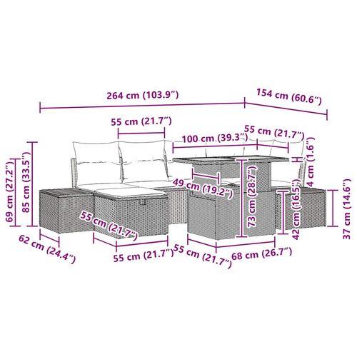 Zestaw Sof na Ogród z poduszką 7 pcs Czarny Polirattan na Arena.pl