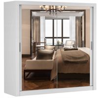 Szafa przesuwna MILAN 200x64 BIAŁY/BIAŁY+LUSTRO półki pojemna PRODUCENT