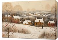 Obraz 70x50cm Wioska Otulona Śniegiem