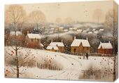 Obraz 70x50cm Wioska Otulona Śniegiem